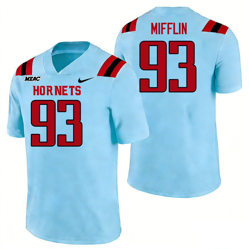 Delaware State Hornets #93 Jaydon Mifflin College Football Jerseys,Uniforms Stitched-Light Blue